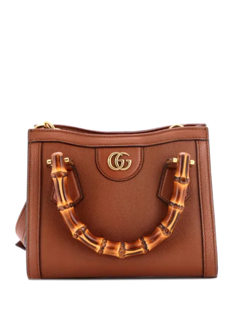 Gucci Pre-Owned Diana NM Bamboo Handle Tote Leather Mini crossbody bag Brown 6N0HV733B568E14S