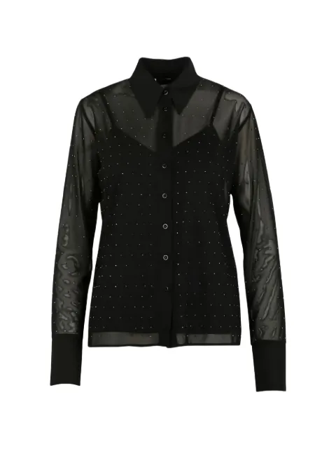 LIU JO tulle shirt with gemstones Black CF6289J4966