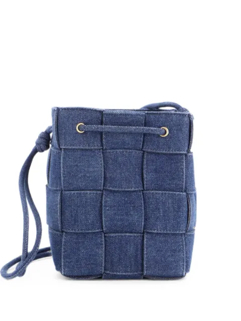 Bottega Veneta Pre-Owned Cassette Maxi Intrecciato Denim Small bucket bag Blue LCVJ4HK4UTDQ06OZ