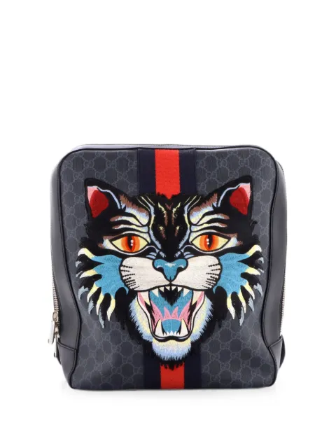 Gucci Pre-Owned Angry Cat Web GG Coated Canvas with Applique Medium backpack Black KRCYHOIRHPL4LIEX