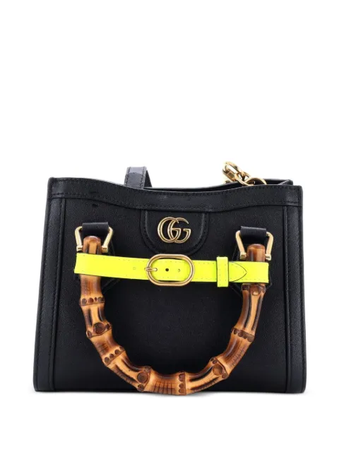 Gucci Pre-Owned Diana NM Bamboo Handle Tote Leather Mini crossbody bag Black 1593V19RU4PK2K1S