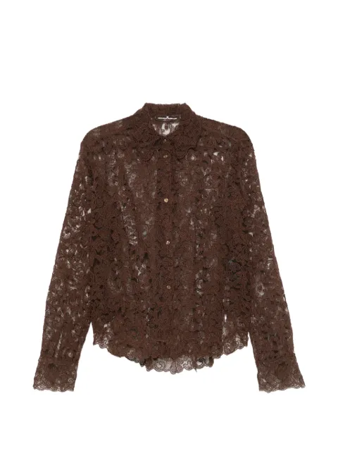 Ermanno Scervino lace-overlay long-sleeve shirt Brown D492K388APEXQ