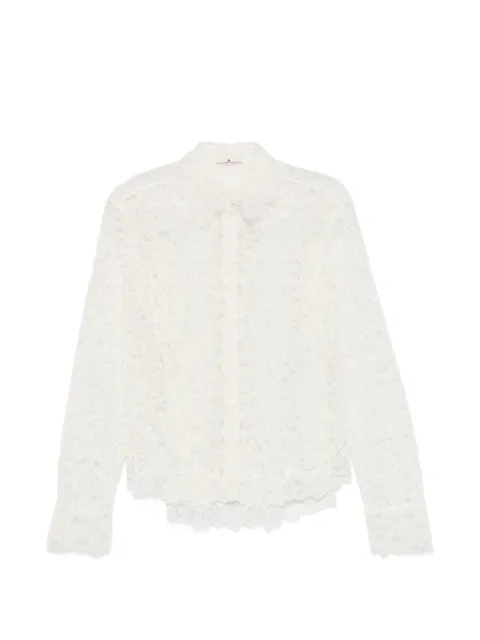 Ermanno Scervino lace-overlay scalloped-edge shirt Neutrals D492K388APEXQ