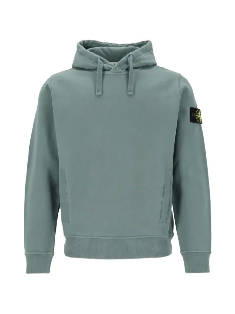 Stone Island Compass-patch garment-dyed hoodie Green L2S156100048