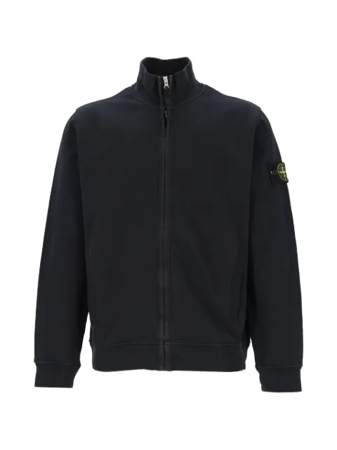 Stone Island 6100066 brushed organic cotton fleece regular-fit track jacket with ribbed inserts Blue L2S156100066