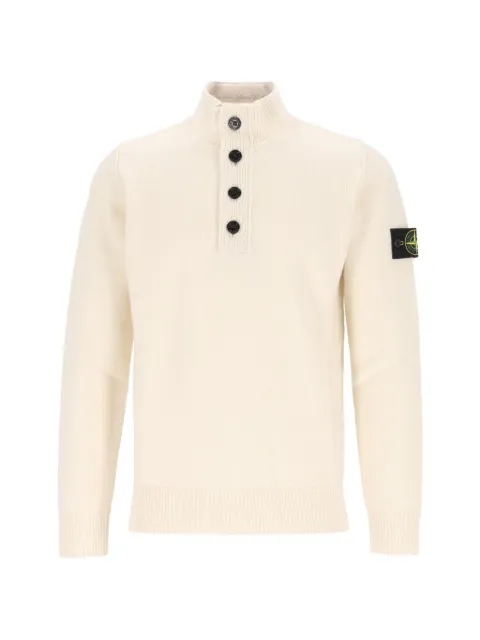 Stone Island 5100040 lambswool regular-fit half-zip jumper with button placket Neutrals L2S155100040S00A3