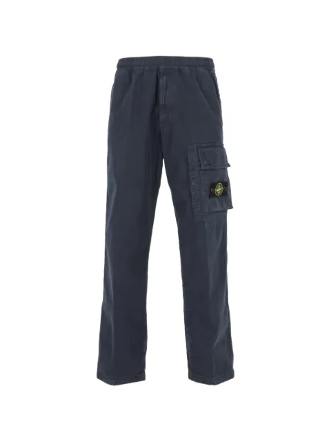 Stone Island 3100036 stretch organic broken twill cotton 'old' effect loose-fit joggers with drawstring cuffs Blue L2S153100036S00L1