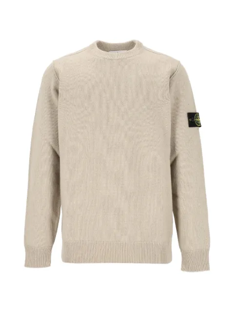 Stone Island 5100072 lambswool regular-fit crewneck jumper with ribbed trims Neutrals L2S155100072