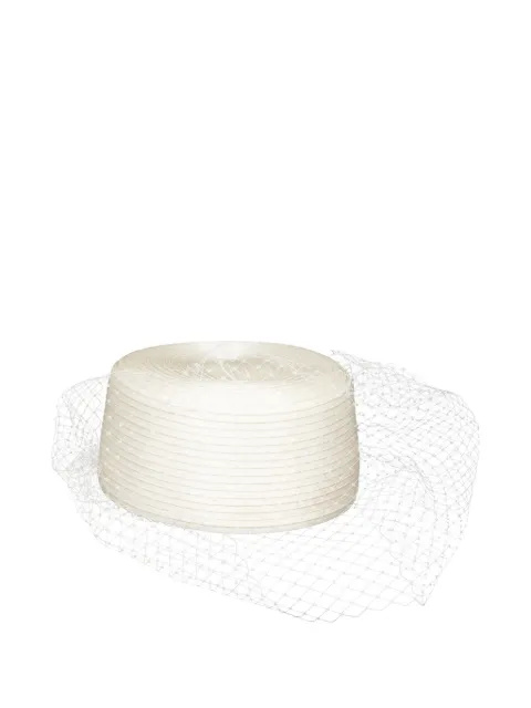 Jennifer Behr Suzanna veiled pillbox hat Neutrals 94XB6IVORY