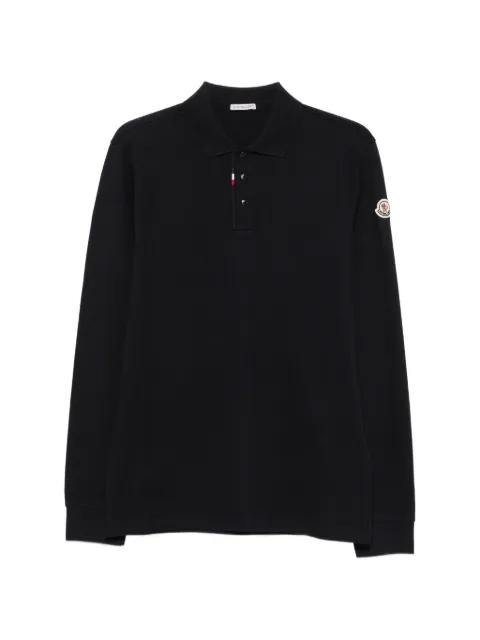 Moncler logo-patch long-sleeve polo shirt Black L20918B0000389A16