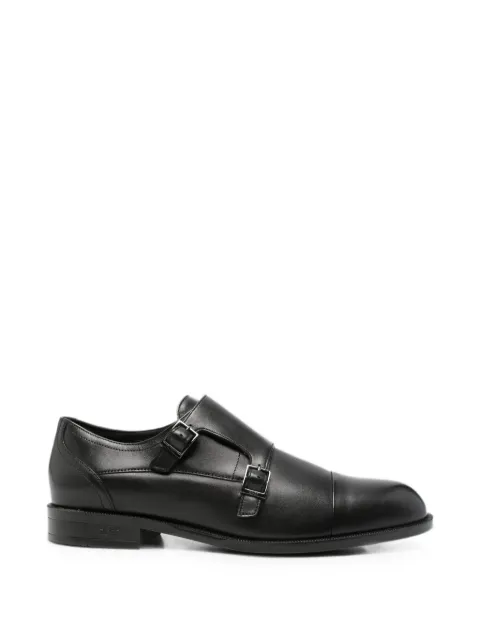 BOSS double-strap leather monk shoes Black 50568808