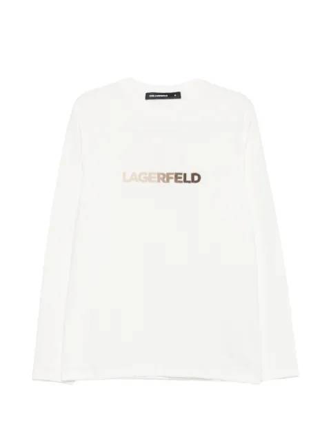 Karl Lagerfeld logo-print long-sleeve T-shirt Neutrals 755061564244