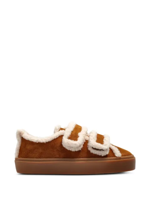 Inuikii shearling-trim touch-strap low sneakers Brown 10010010231