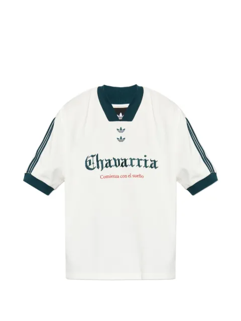 adidas x Willy Chavarria logo-print V-neck T-shirt White KY77080