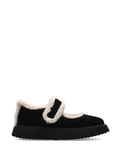 Inuikii shearling-trim leather ballet flats Black 10120260031