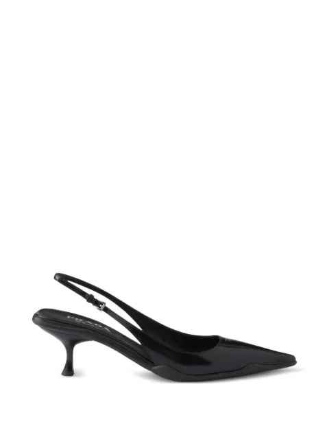 Prada Decollete brushed leather slingback pumps Black 1I659OF055055