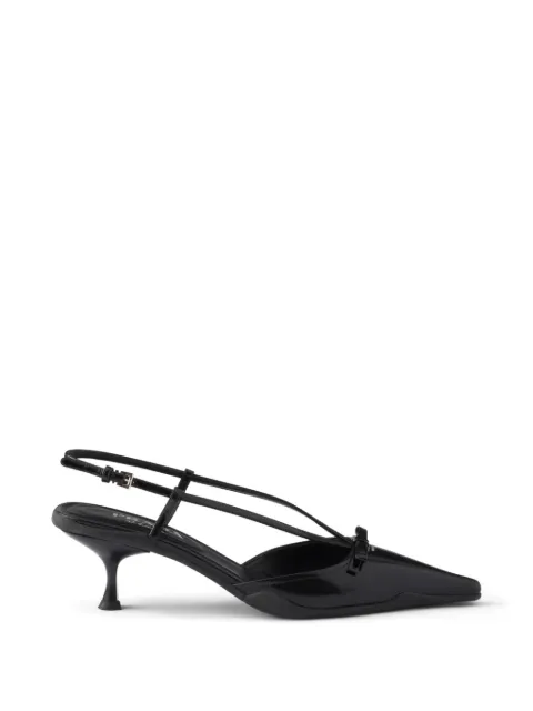 Prada Decollete brushed leather slingback pumps Black 1I701OF055055