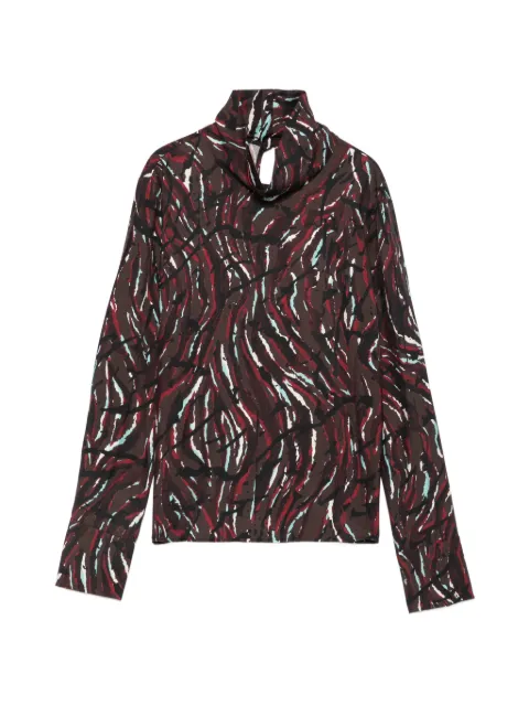Proenza Schouler White Label abstract-print high-neck top Brown WL2644612BY368