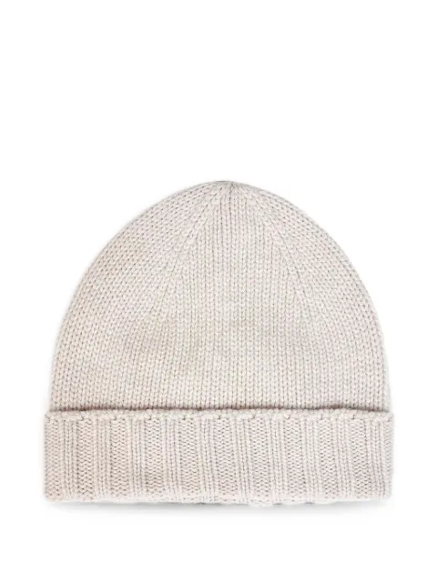D4.0 ribbed turn-up wool beanie hat Neutrals 101861552