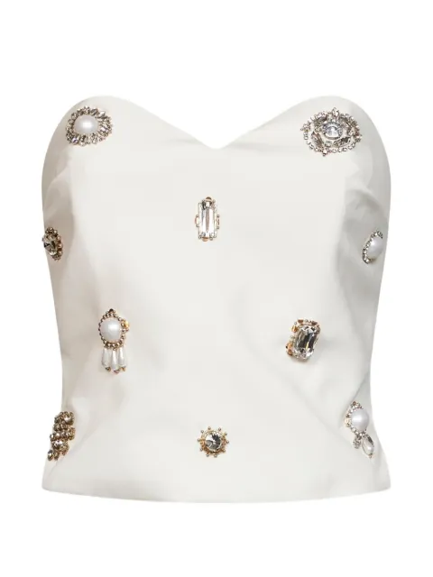 Alina crystal-embellished sweetheart top White DNLW26201