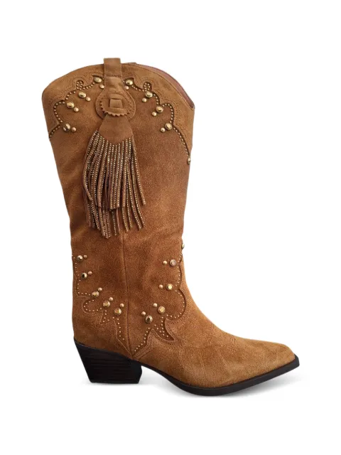 Kurt Geiger London studded fringed-tassel boots Brown 5858339209