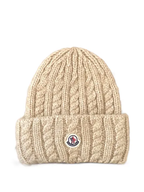 Moncler cable knit wool blend beanie Neutrals L20933B00031N0403