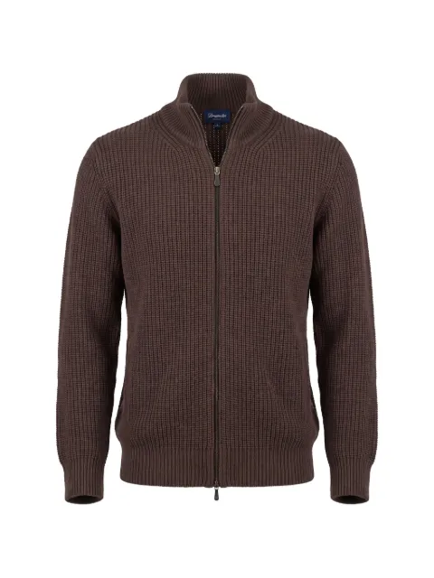 Drumohr ribbed-knit zip-up sweater Brown D5M202PNL