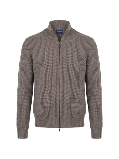 Drumohr ribbed-knit zip-up sweater Brown D5M202PNL