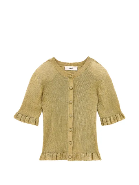 Ba&Sh Zibo ruffle-trim ribbed short-sleeved cardigan Gold 1H26ZIBO