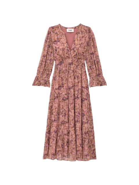 Ba&Sh Aema floral-print tiered flared midi dress Pink 1H26AEMA