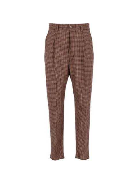 Eleventy houndstooth-pattern pleated trousers Brown N75PANN01