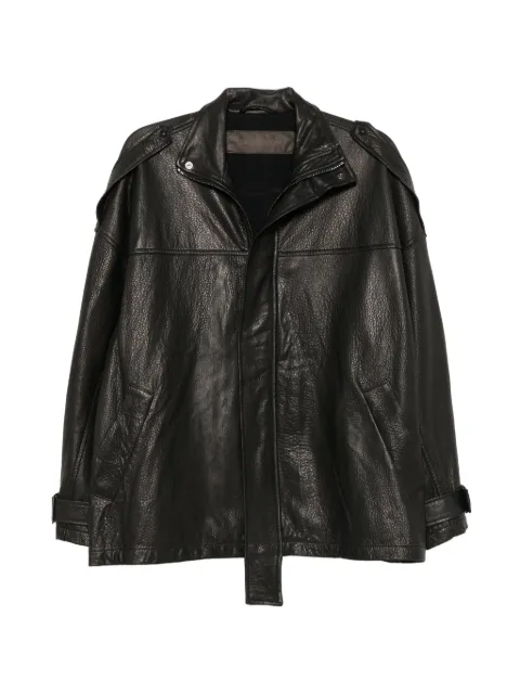 Giorgio Brato buckled-cuff leather coat Black GD27F01198MGA
