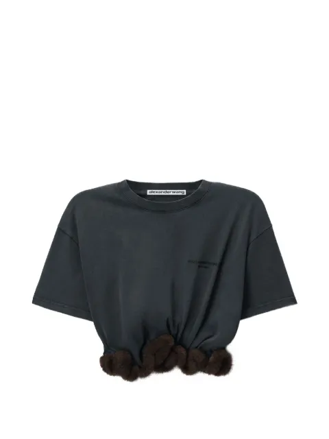 Alexander Wang short-sleeve T-shirt w/ faux-fur trim Black 1CC4261376
