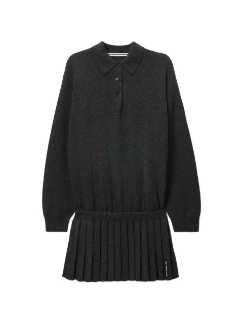 Alexander Wang long-sleeve polo dress with heat-pressed skirt Grey 1KC4266079