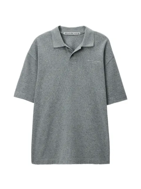 Alexander Wang crystal-hotfix short-sleeve polo Grey UCC3261930