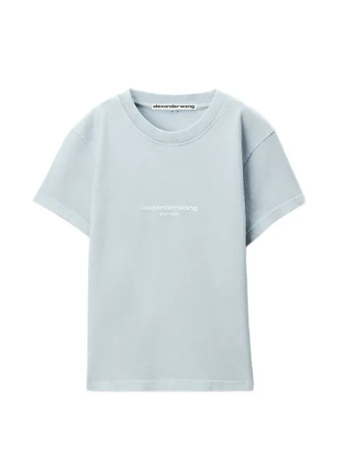 Alexander Wang logo-print shrunken short-sleeve T-shirt Blue 1CC3261302