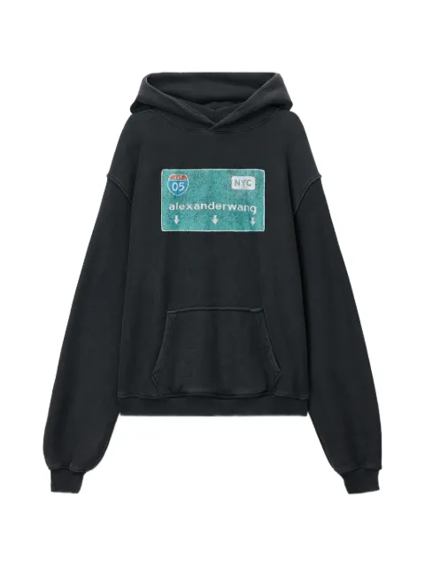 Alexander Wang graphic-print front-pouch hoodie Black UCC4261941
