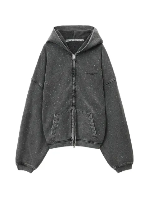 Alexander Wang all-over crystal oversized zip up hoodie Grey UCC3262304029C