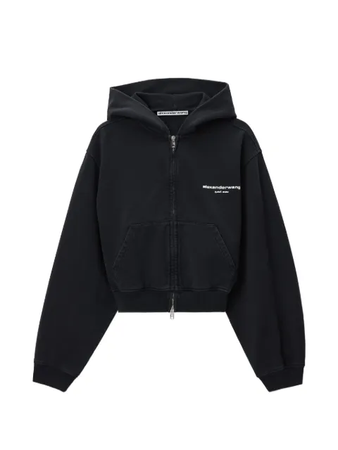 Alexander Wang zip-up hoodie w/ logo print Black 1CC4262799