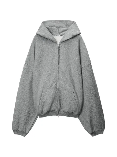 Alexander Wang logo-print oversized zip-up hoodie Grey UCC4262312079
