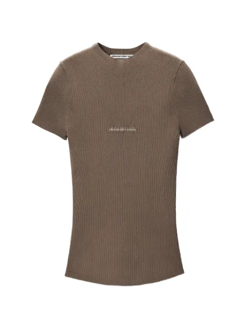 Alexander Wang ribbed-knit jacquard-logo top Brown 1KC2261037