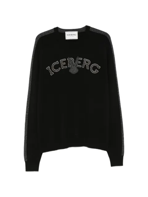 Iceberg logo-embroidered side-stripe sweater Black I1P0A0079004