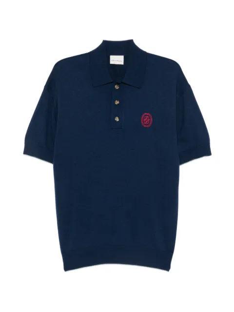 Drôle De Monsieur logo-embroidered knit Polo shirt Blue LPO226WO051NY