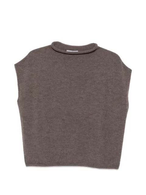 Why Ci rolled-trim sleeveless sweater Brown WH0571
