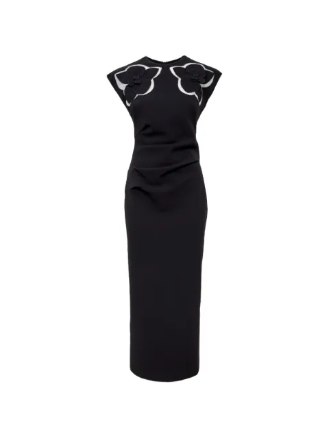 Acler Koda floral-appliqué midi dress Black AS2604181D