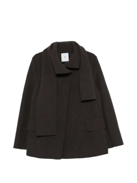 Why Ci scarf-detail flap-pocket coat Brown WH0883