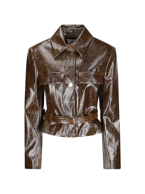 Sportmax belted cracked-effect jacket Brown 2046051600