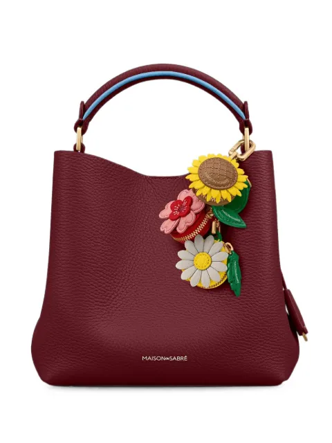MAISON de SABRÉ SABRÉMOJI Bloom floral-embroidered leather charm Red CHFLCHCHBL