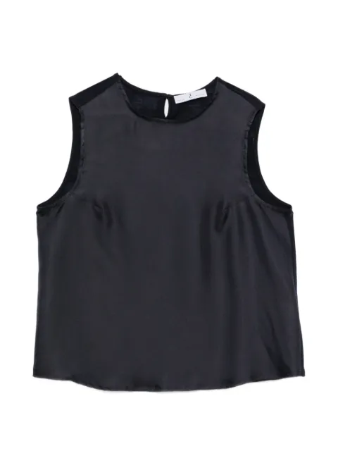 Why Ci satin-finish sleeveless blouse Blue WH0041