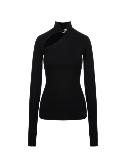 MANURÍ cut-out high-neck blouse Black MRFW26VIEL9BL15